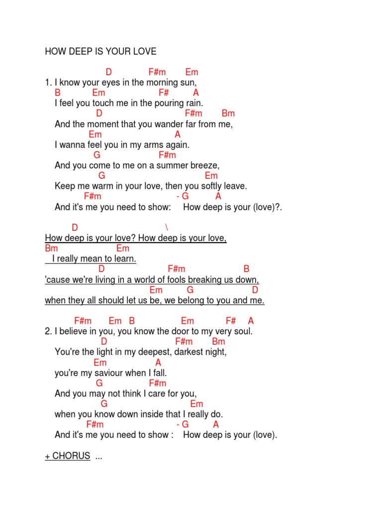 How Deep Is Your Love (Chords) | PDF | Poetry