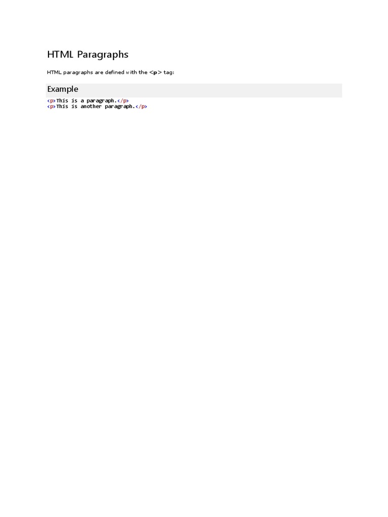 HTML Paragraphs | PDF
