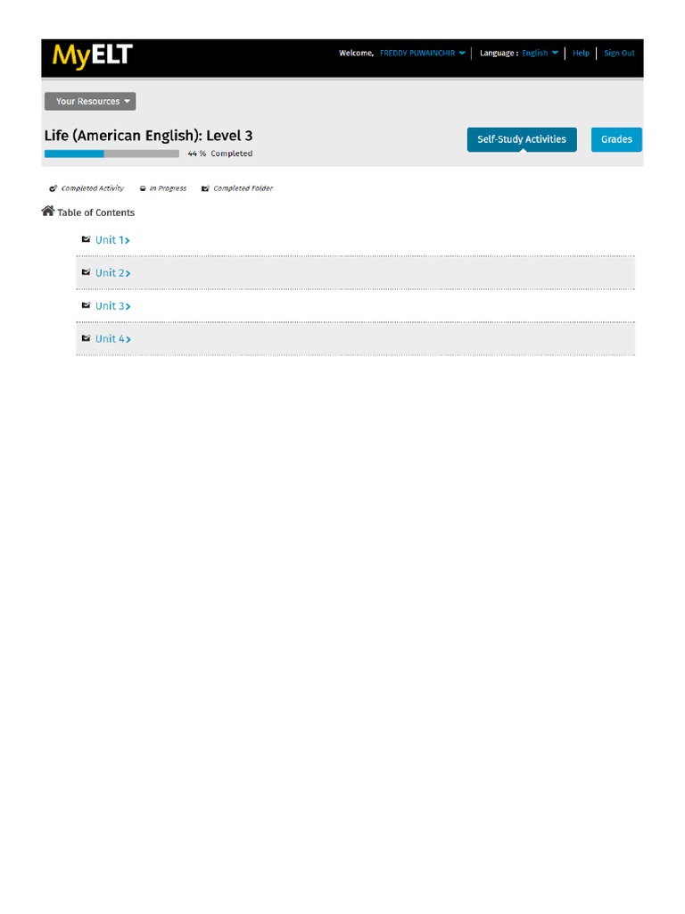 MyELT - UNIT 1-4 | PDF