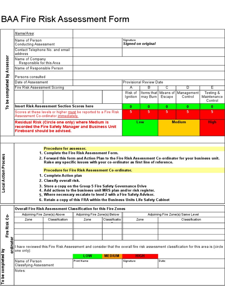 Fire Risk Assessment Form Pdf Fire Safety Hvac