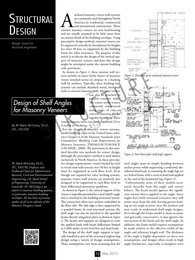 Design of Shelf Angle Beam (Structure) Masonry