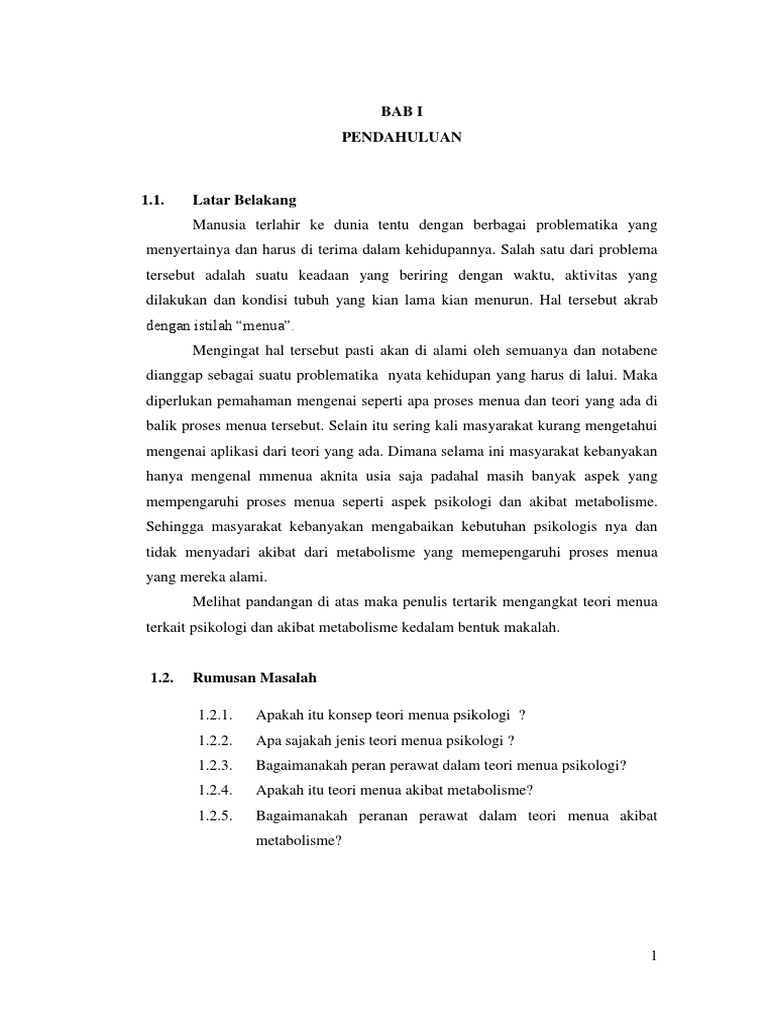 Makalah Teori Psikologi Teori Menua Akibat Metabolisme Makalah Teori Psikologi Teori Menua Akibat Metabolisme