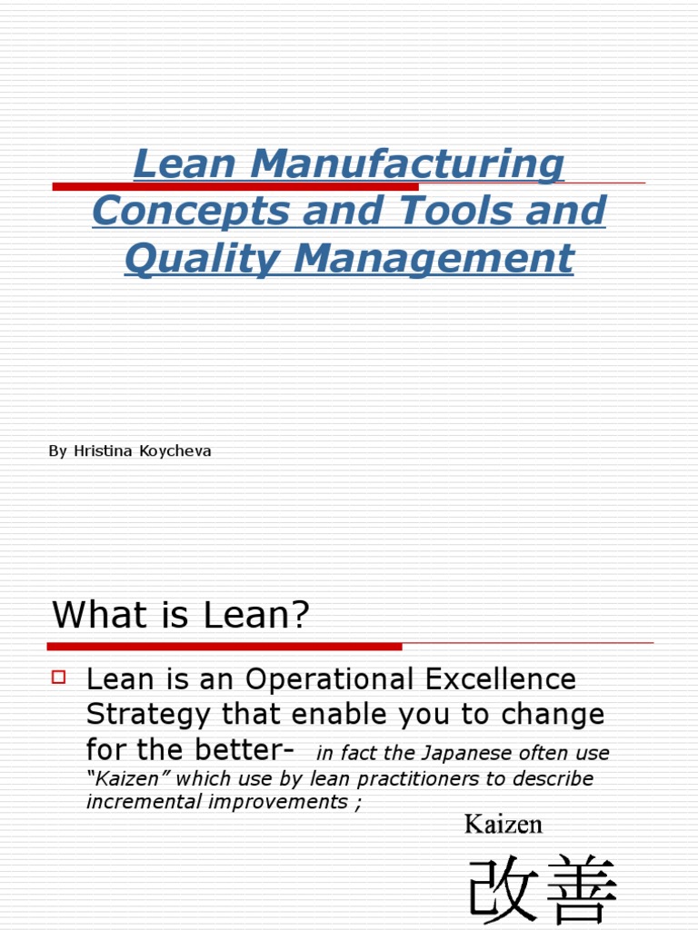 Lean Manufacturing Concepts and Tools | PDF | Lean Manufacturing ...