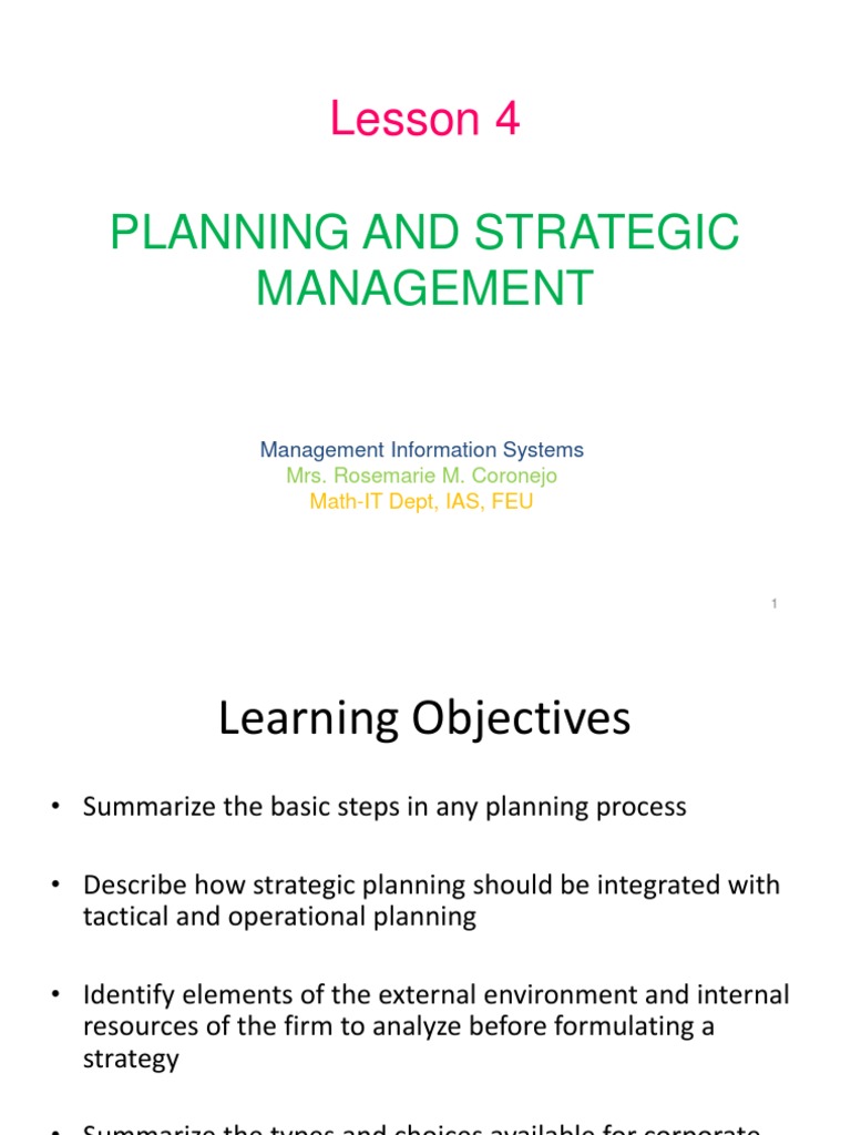 Strategic Management and Planning Overview | PDF | Strategic Management ...