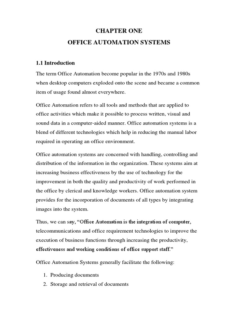 Office Automation Systems PDF Automation