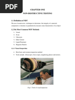 Chapter One Non-Destructive Testing: 1.1 Definition of NDT