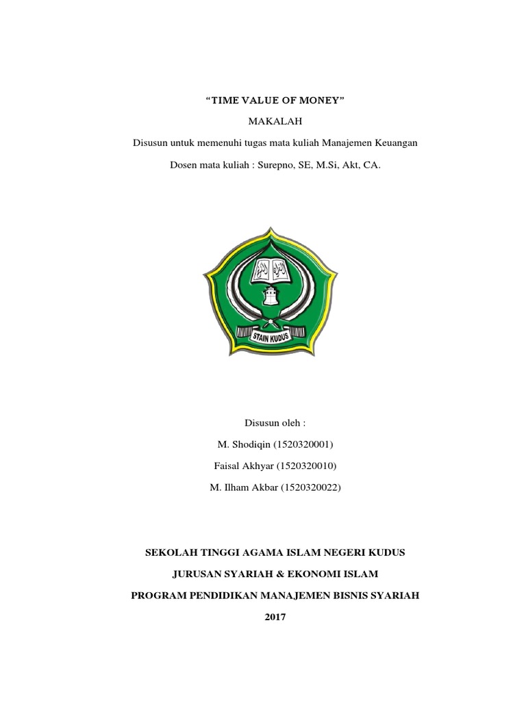 Makalah Manajemen Keuangan Nilai Waktu Dari Uang