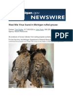 West Nile Virus found in Michigan ruffed grouse
