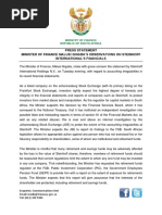 Ministry of Finance Statement on Oberservations Regarding Steinhoff International Financials