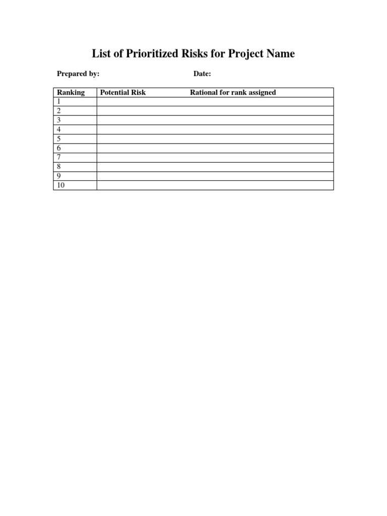 Prioritized Project Risk List | PDF