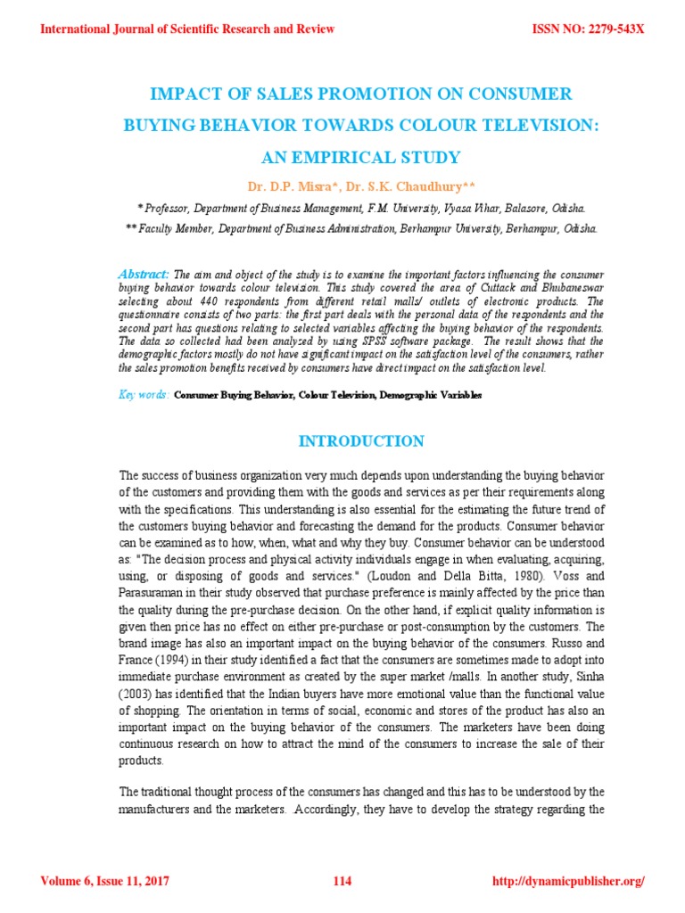 Sales Promotion Impact on TV Buying Behavior | PDF | Consumer Behaviour ...