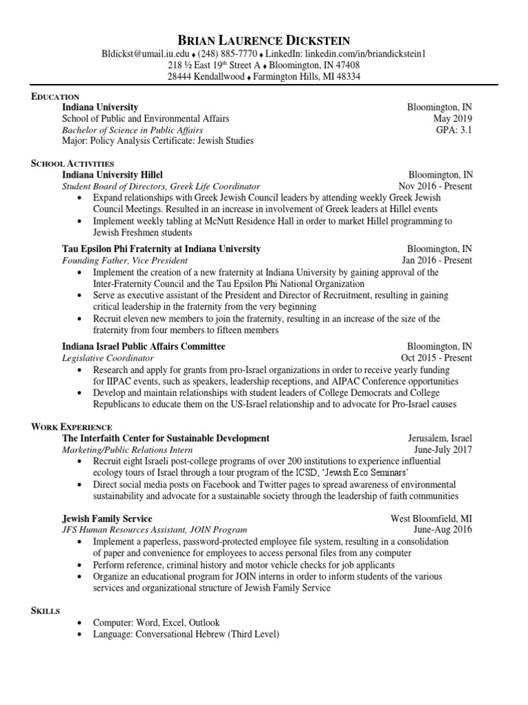 resume help indiana university