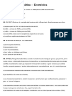 Engenharia Genética - Exercícios sobre Biotecnologia