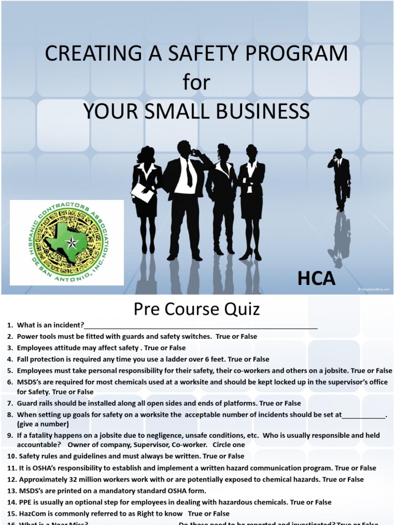 Small Business Safety Program Guide | PDF | Occupational Safety And ...