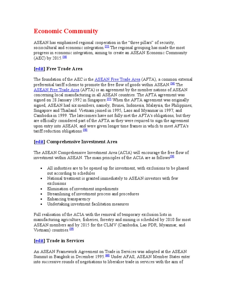 ASEAN Economic Community Overview | PDF | Asean Free Trade Area ...