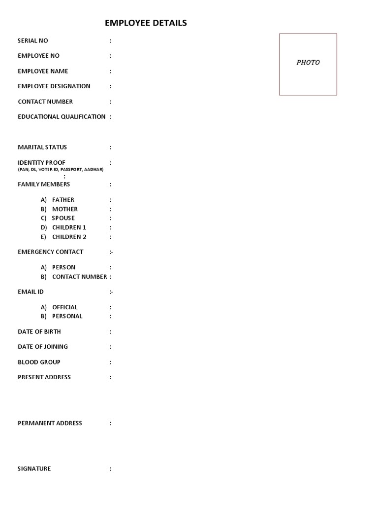 Employee Details Format | PDF
