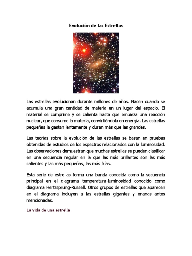 Evolución y ciclo de vida de las estrellas | PDF | Estrellas | Supernova