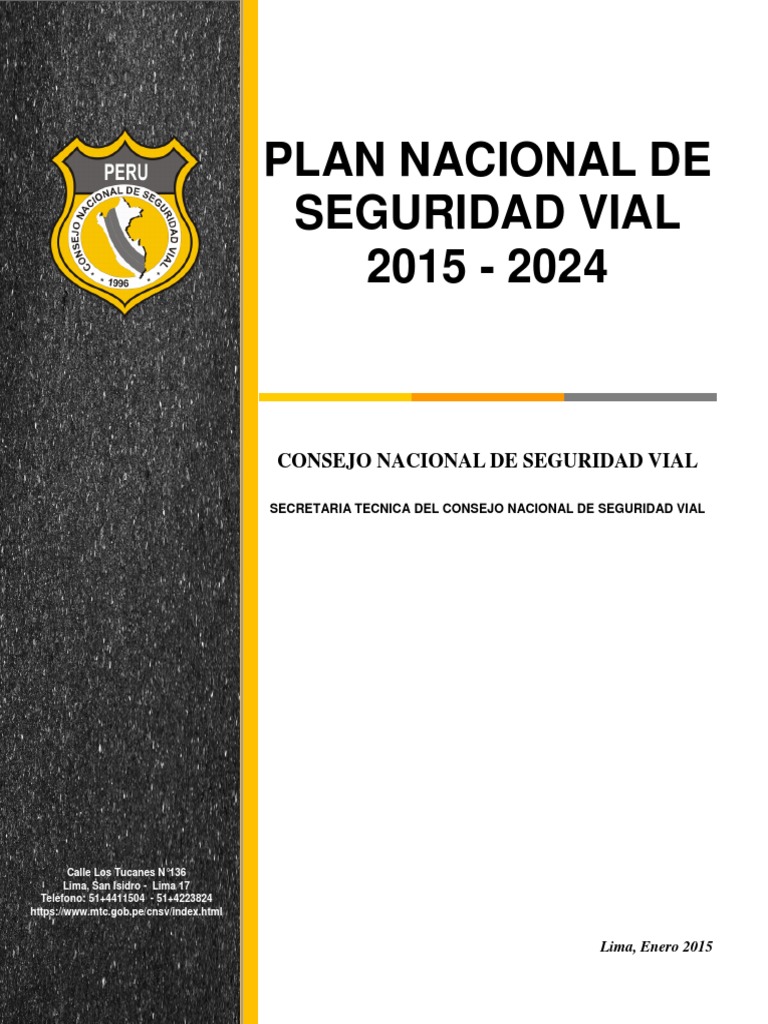 Plan Nacional de Seguridad Vial 2015-2024 | PDF | Accidente de tráfico ...
