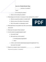 Sample Research Questions For A Problem/Solution Paper