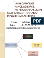 Pengaruh Corporate Governance, Leverage, Ukuran Perusahaan Terhadap Penghindaran Pajak