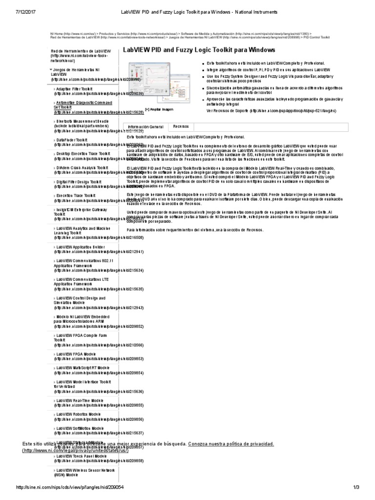 LabVIEW PID and Fuzzy Logic Toolkit para Windows - National Instruments ...