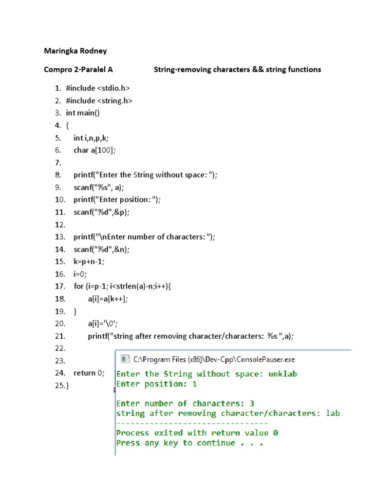 Compro2 String Removing and String Functions PDF