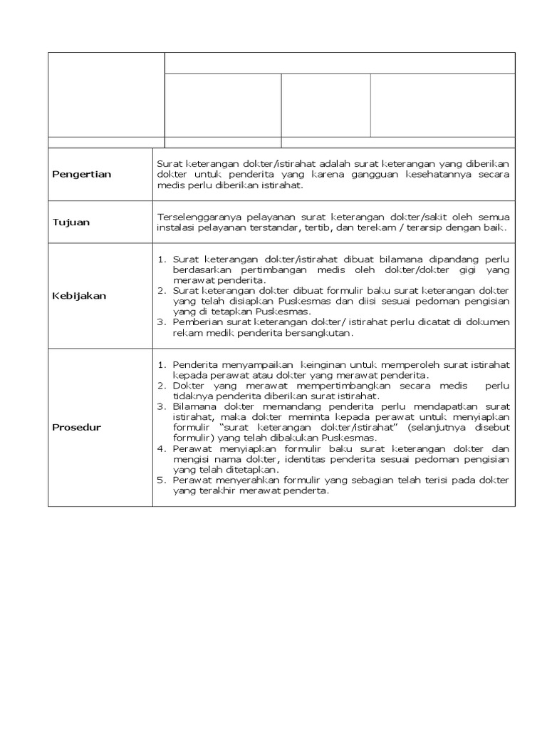 SOP Surat Keterangan Sakit  PDF