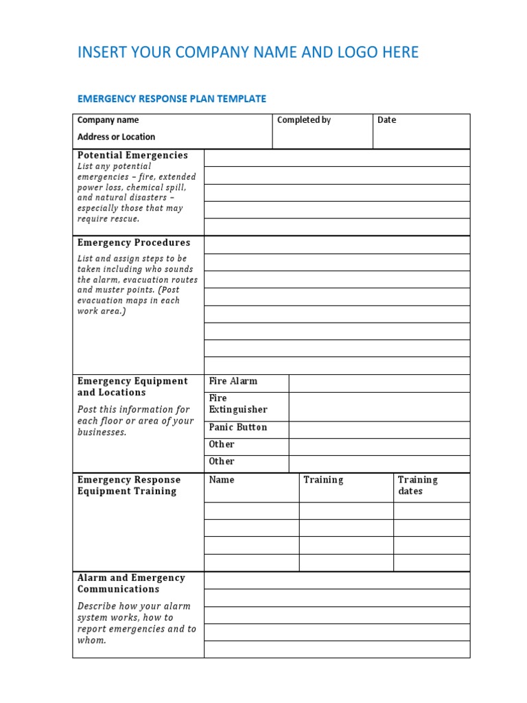 Emergency Response Plan English | PDF