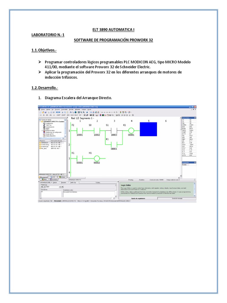 Programación PLC MODICON AEG en Proworx 32 | PDF | Controlador lógico ...