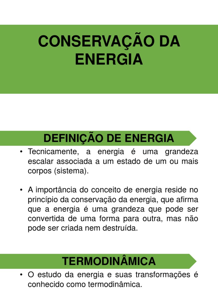 Aula 3 Conservação Da Energia Energia