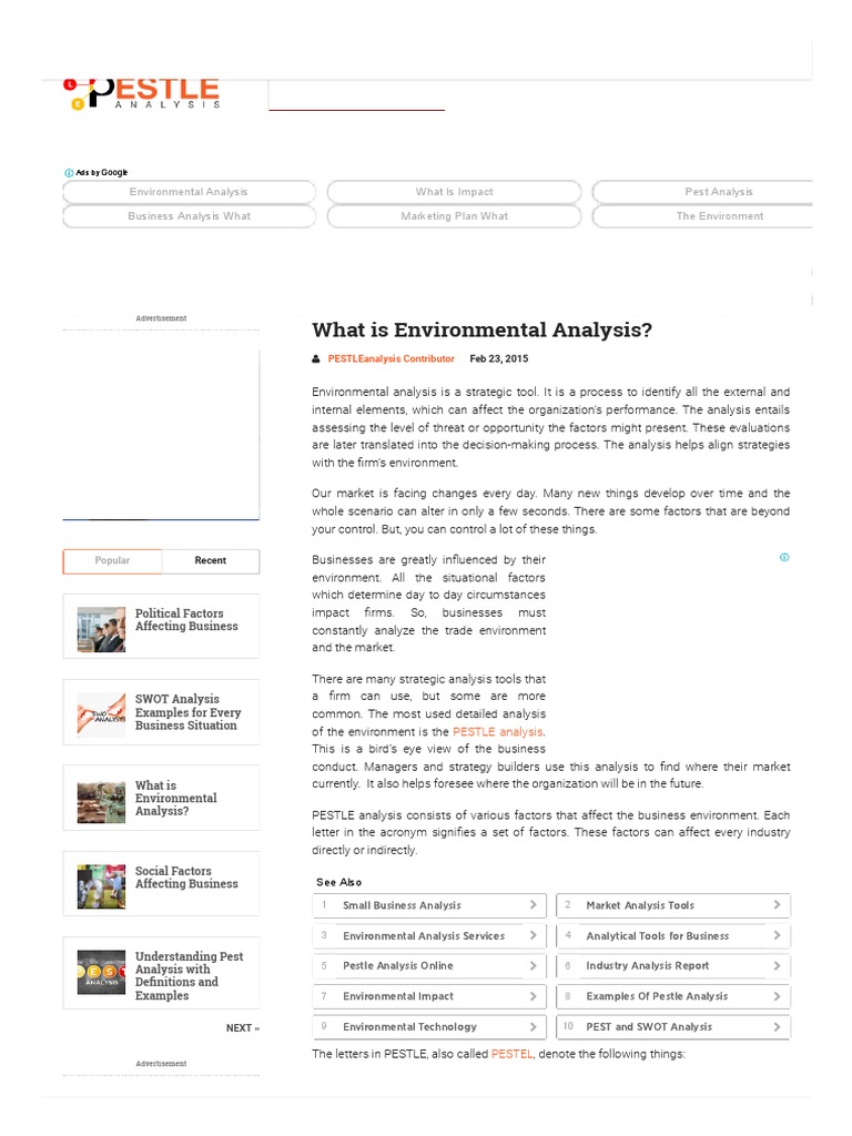 What Is Environmental Analysis | PDF | Swot Analysis | Economics