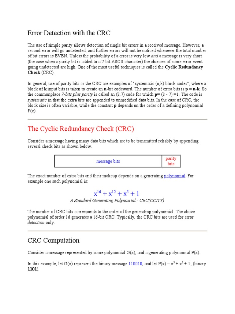 CRC Method for Error Detection | PDF | Arithmetic | Mathematics