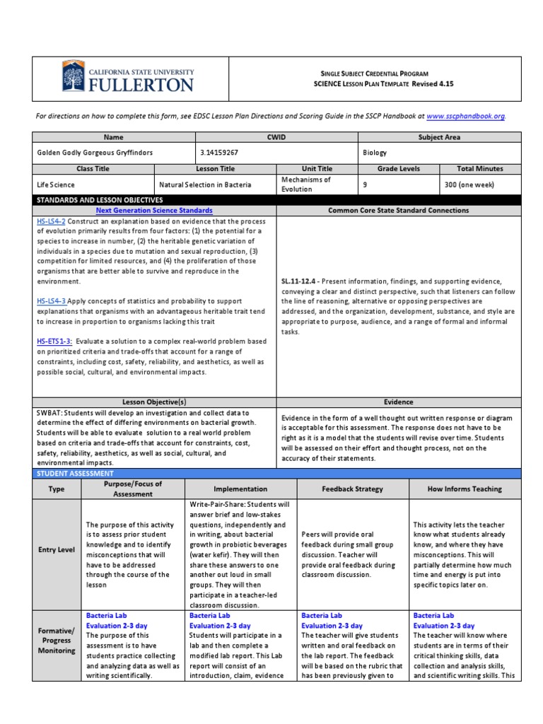 For Directions On How To Complete This Form, See EDSC Lesson Plan ...