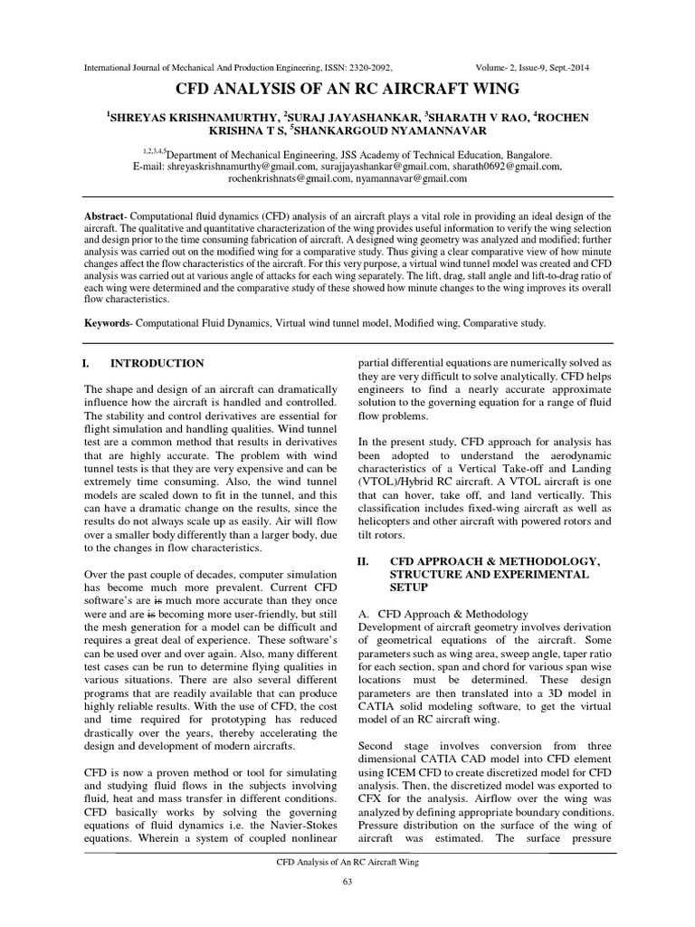 CFD Analysis of RC Aircraft Wing | PDF | Computational Fluid Dynamics ...