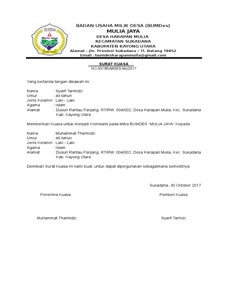 Kumpulan Contoh Surat Izin Usaha Bumdes