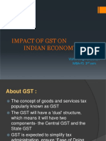 Impact of GST On Indian Economy: Vishal Singh Chouhan Mba-Fs 3 Sem