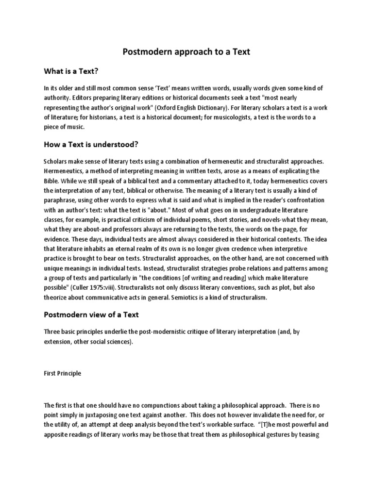 Postmodern Literary Text Interpretation | PDF | Deconstruction ...