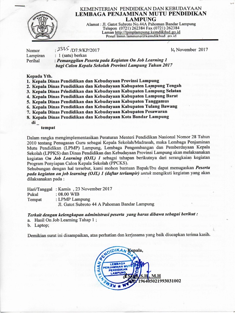 Kop Surat Dinas Pendidikan Kota Bandar Lampung Contoh Kop Surat