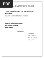 Maniba Bhula Nursing College: Topic: Group Dynamics and Organizational Behaviour Subject: Advanced Nursing Practice