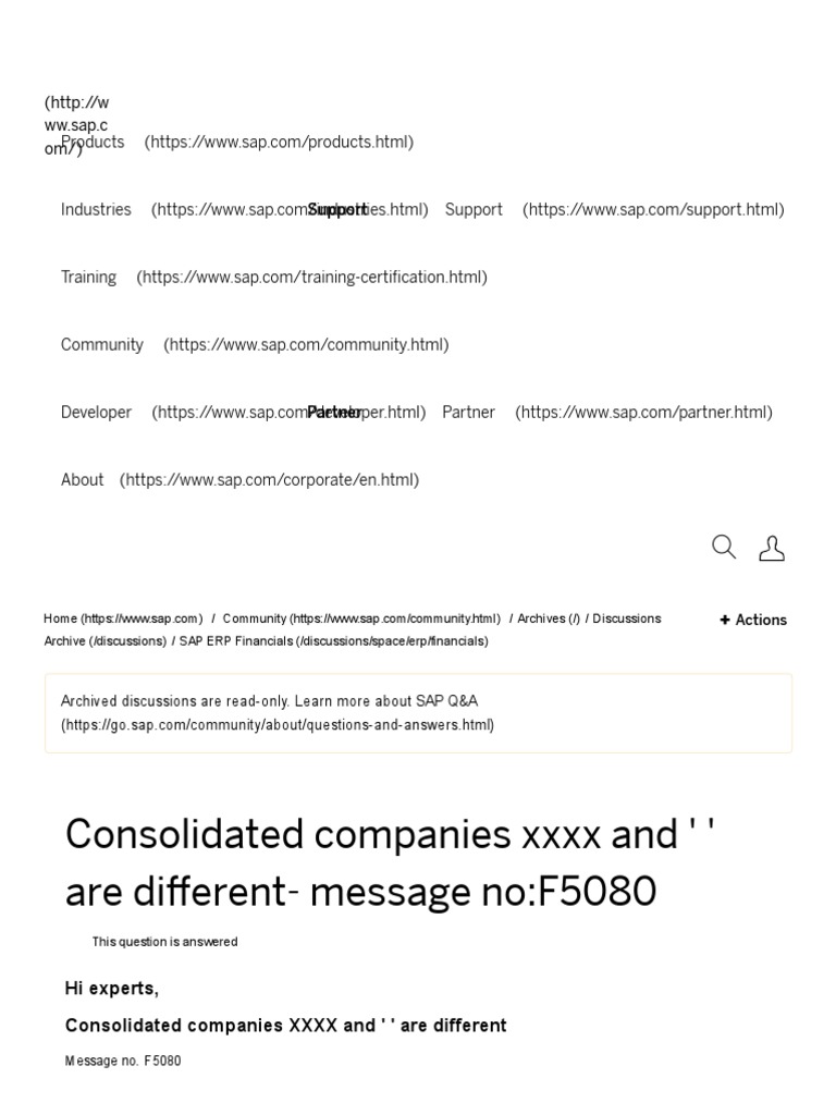 Consolidated Companies XXXX and ' ' Are Different Message No F5080