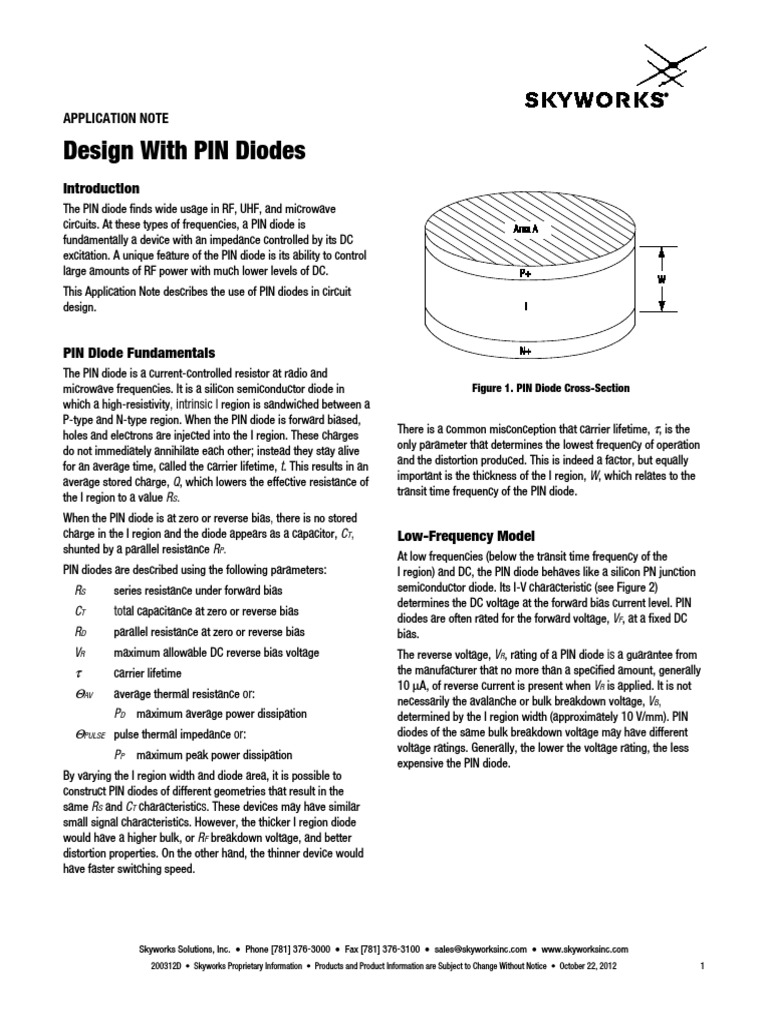 Design With PIN Diodes 200312D PDF | PDF | Diode | P–N Junction
