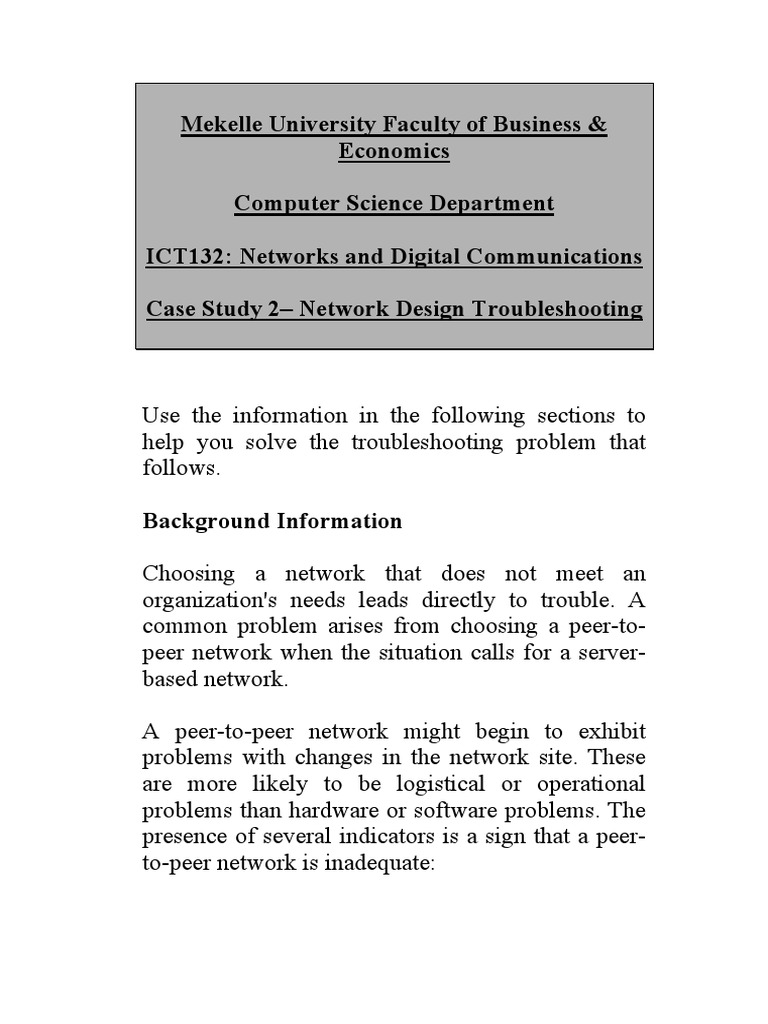 Network Design Case Study 2 PDF Network Topology Troubleshooting