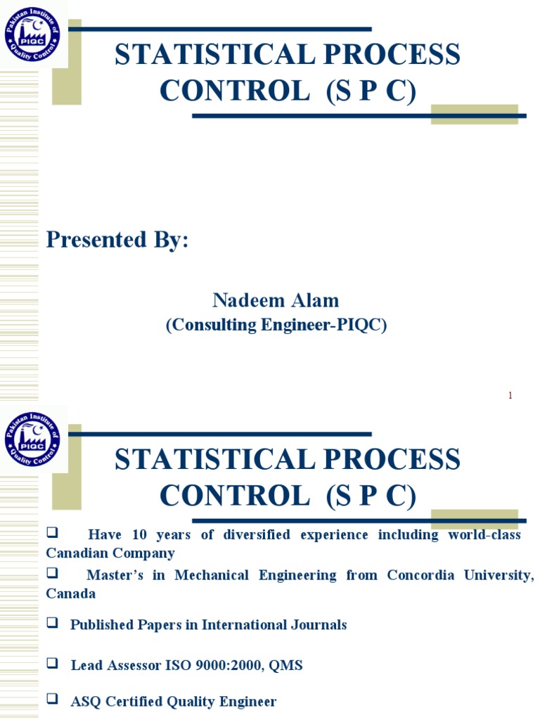 Statistical Process Control (S P C) : Presented by | PDF | Standard ...