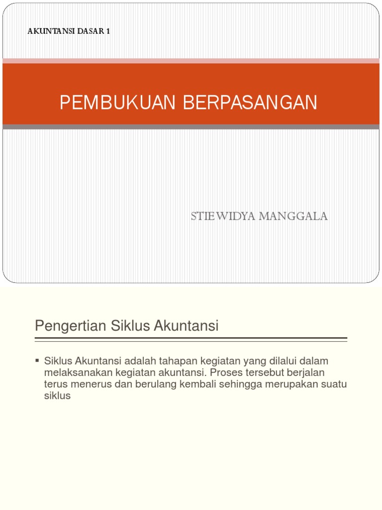 Akuntansi Cara Pembukuan Berpasangan