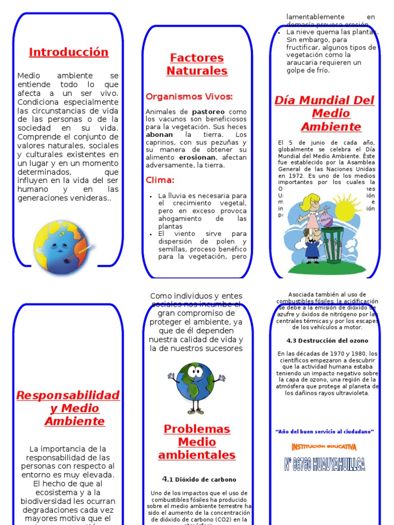 Tríptico sobre el Cuidado del Medio Ambiente | PDF | Entorno natural ...