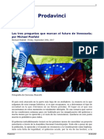 Las Tres Preguntas Que Marcan El Futuro de Venezuela Por Michael Penfold