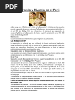 Separación y Divorcio en El Perú