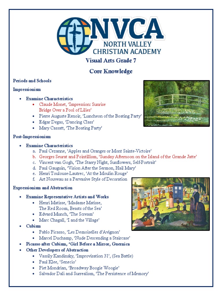Visual Arts Grade 7 Core Knowledge | PDF