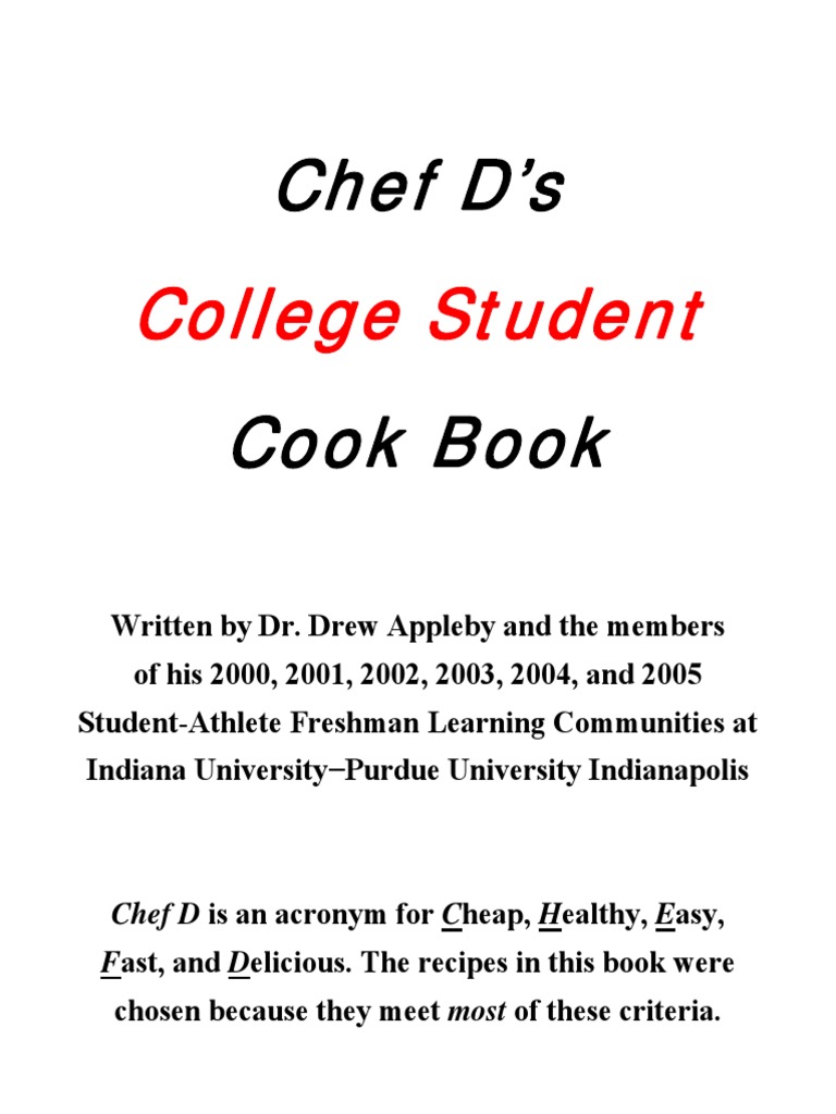 Chef D's Cook Book: College Student | PDF