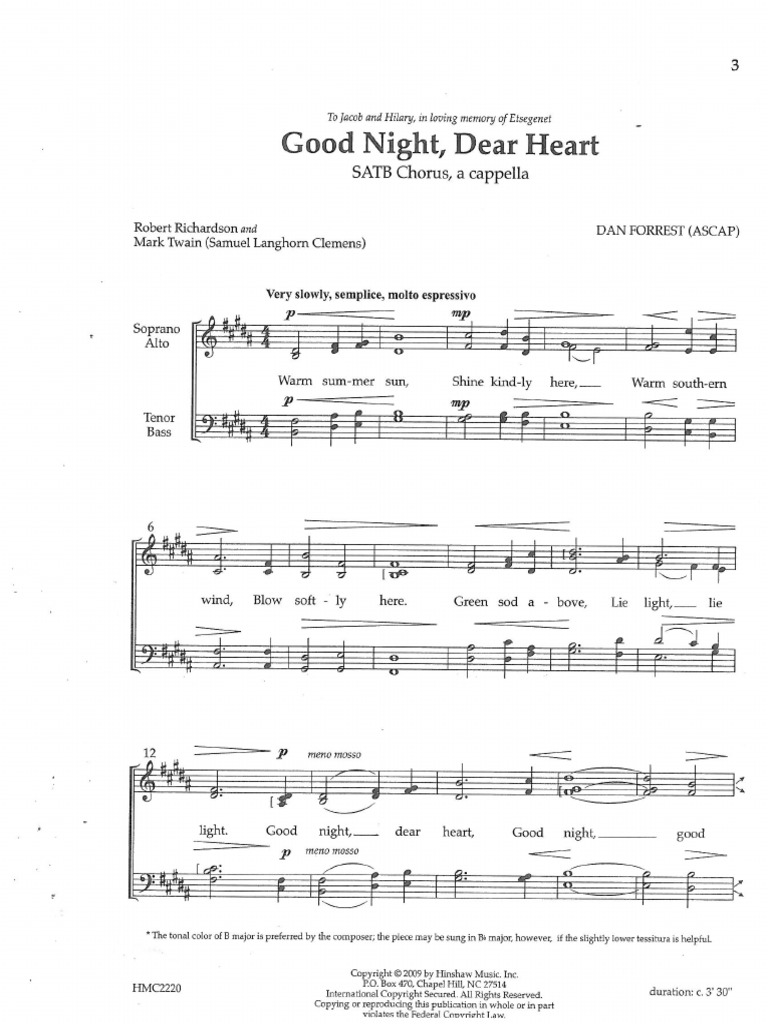 Good Night Dear Heart PDF | PDF